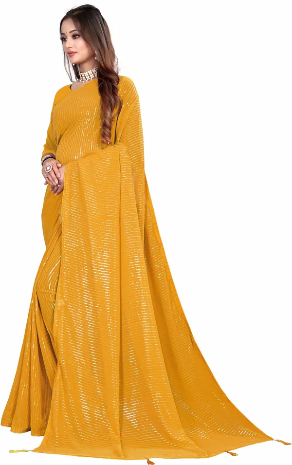 Yellow_Georgette_Premium_Saree_For_Women