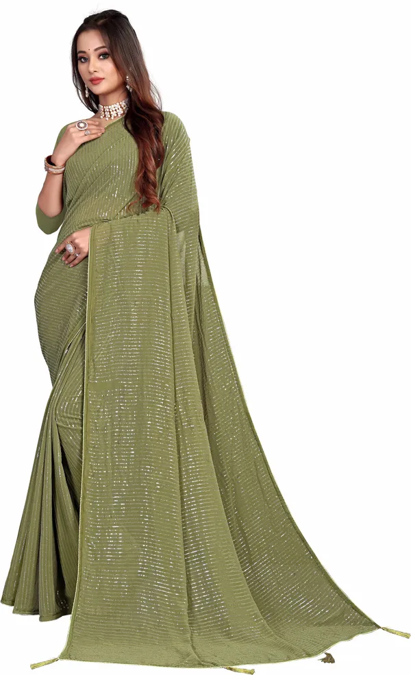 Green_Georgette_Premium_Saree_For_Women