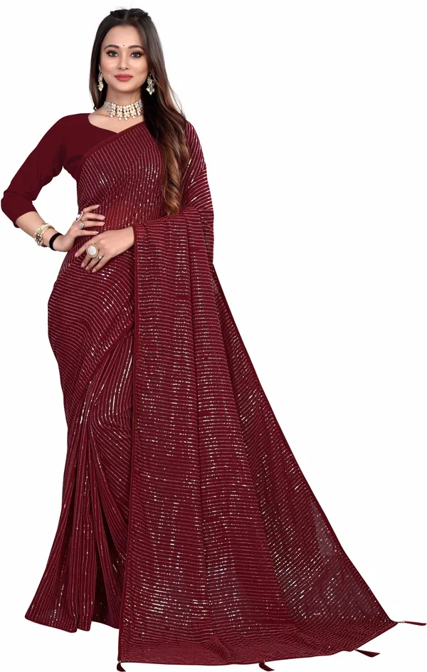 Maroon_Georgette_Premium_Saree_For_Women