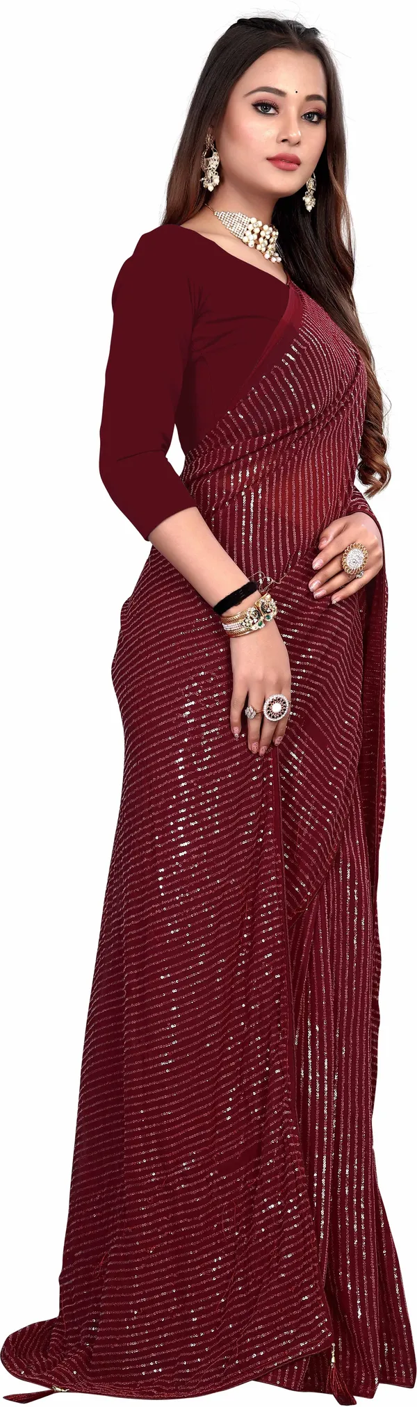 Maroon_Georgette_Premium_Saree_For_Women