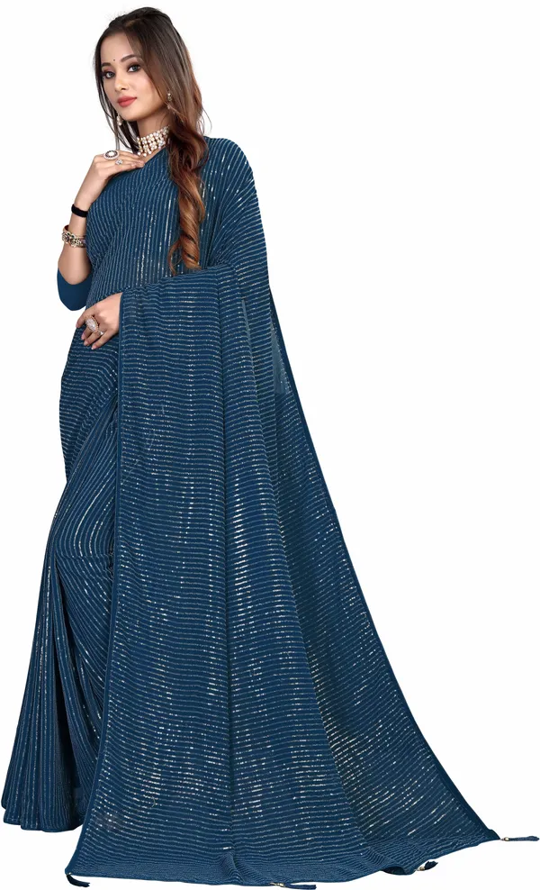 Blue_Georgette_Premium_Saree_For_Women