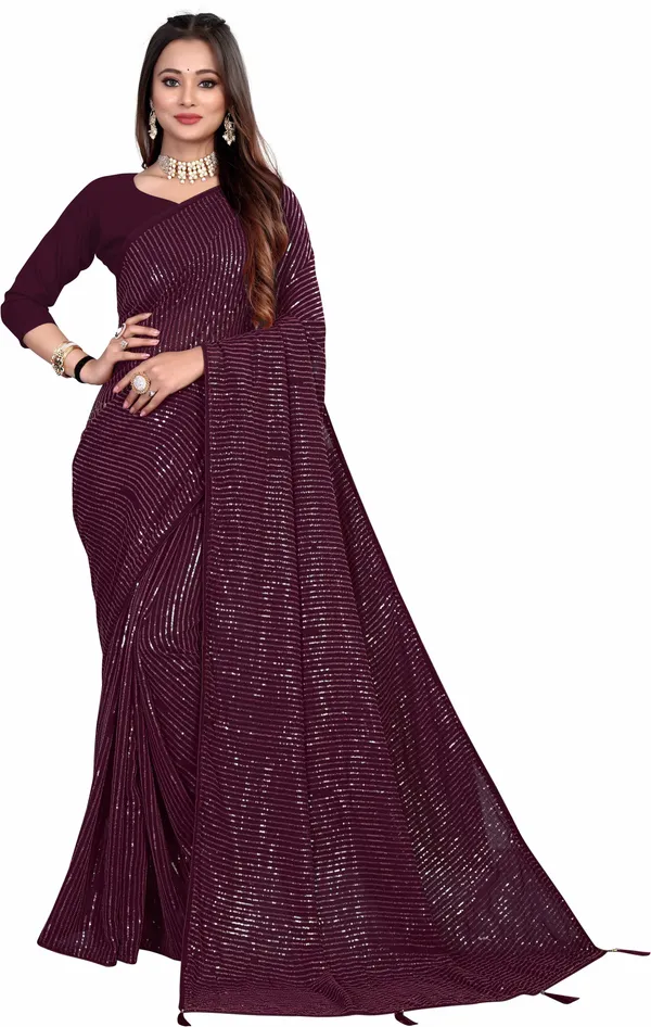 Maroon_Georgette_Premium_Saree_For_Women