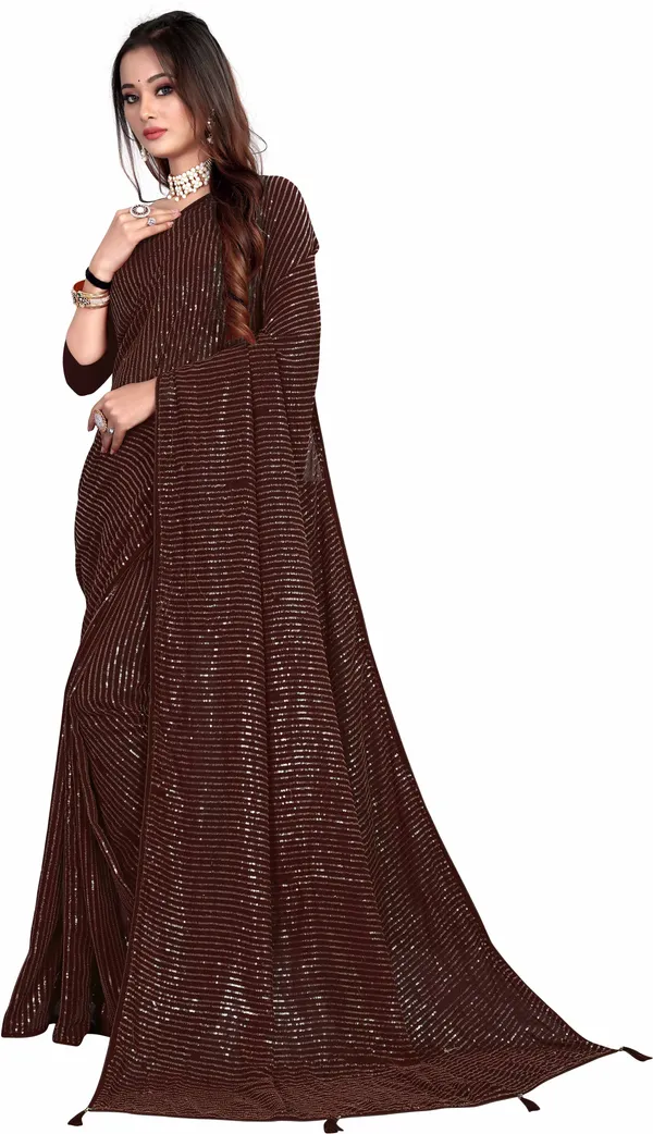 Brown_Georgette_Premium_Saree_For_Women