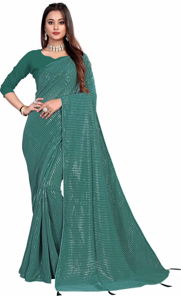 Green_Georgette_Premium_Saree_For_Women