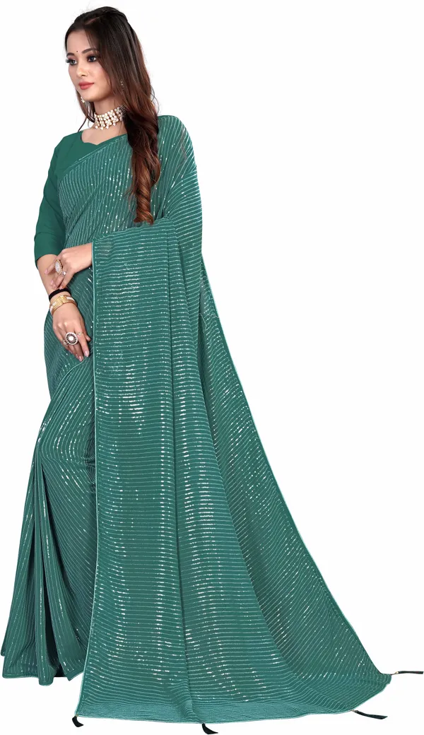 Green_Georgette_Premium_Saree_For_Women