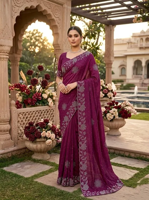 Maroon_Chiffon_Premium_Saree_For_Women
