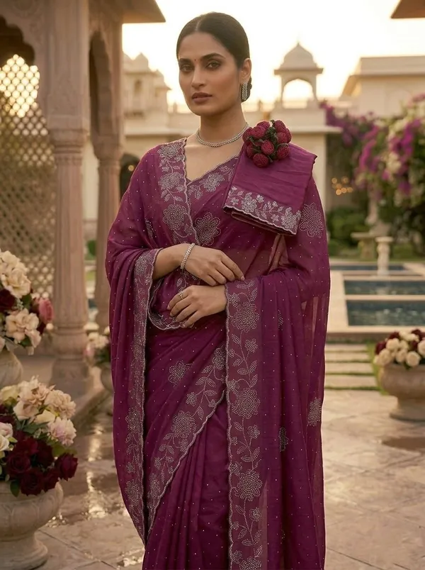 Maroon_Chiffon_Premium_Saree_For_Women