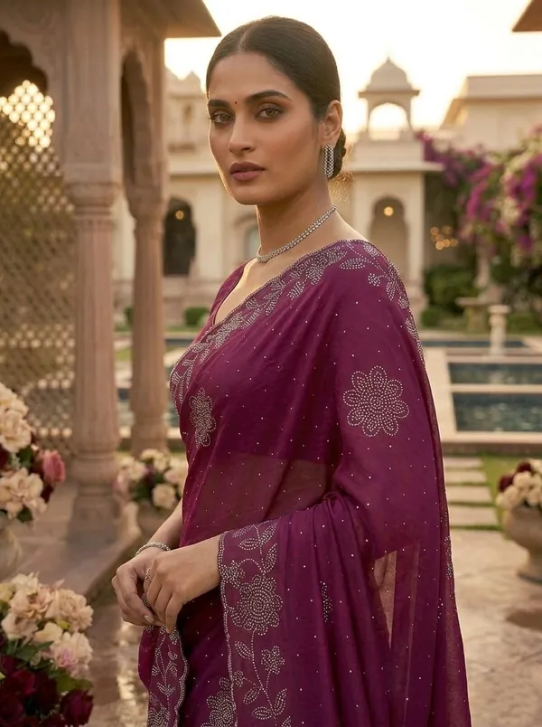 Maroon_Chiffon_Premium_Saree_For_Women