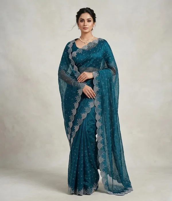 Blue_Satin_Premium_Saree_For_Women