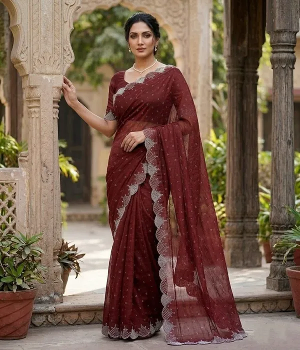 Red_Gorgette_Premium_Saree_For_Women