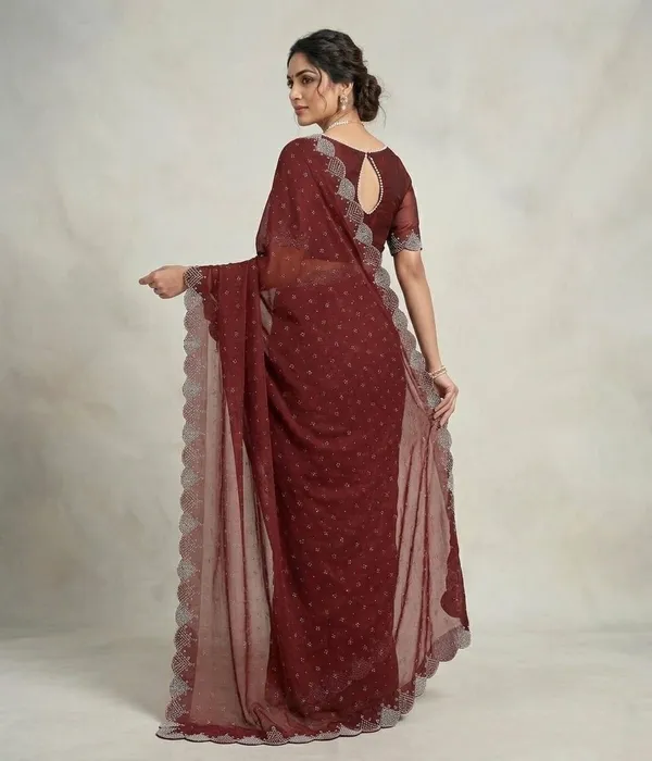 Red_Gorgette_Premium_Saree_For_Women