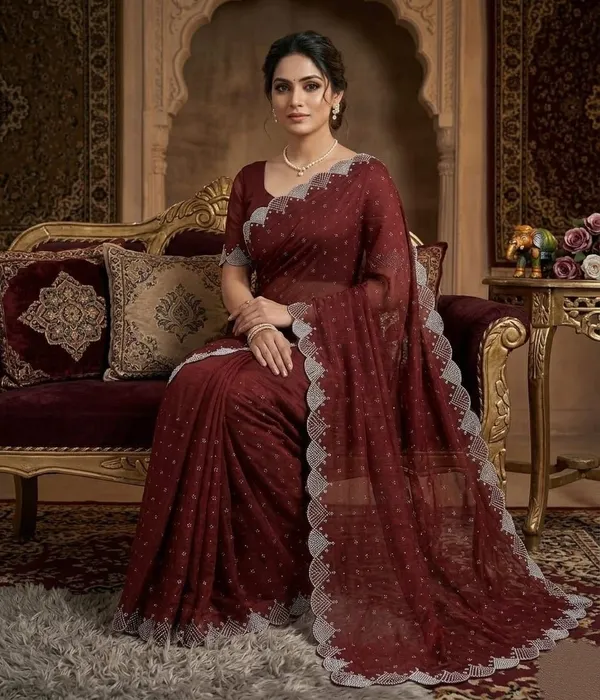 Red_Gorgette_Premium_Saree_For_Women