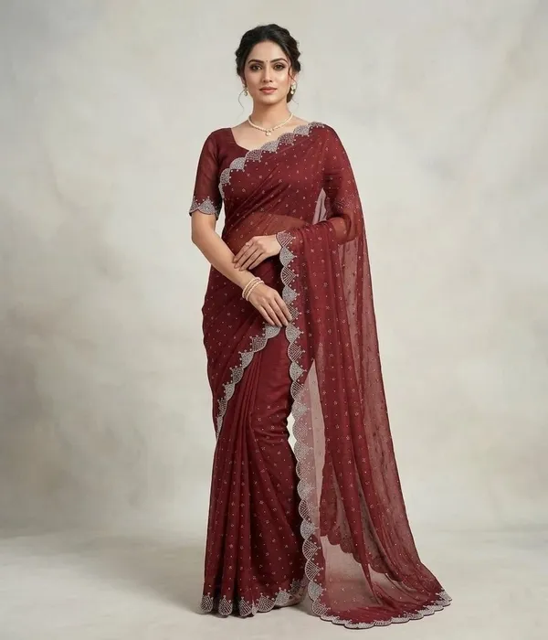 Red_Gorgette_Premium_Saree_For_Women