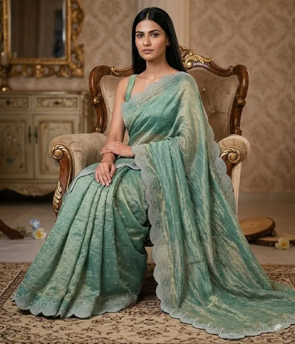 Green_Satin_Premium_Saree_For_Women