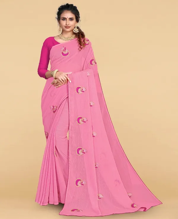 Pink_Polyester_Premium_Saree_For_Women