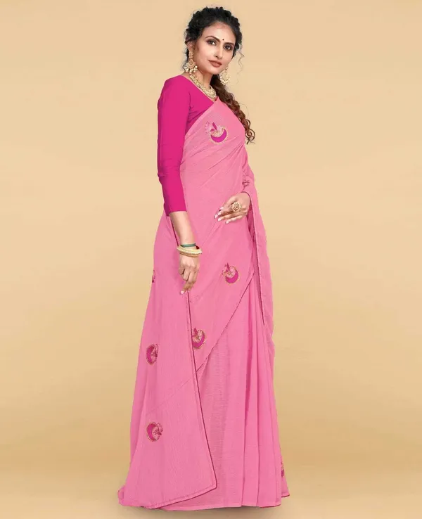 Pink_Polyester_Premium_Saree_For_Women