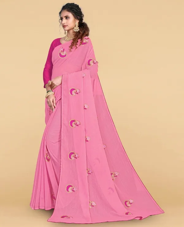 Pink_Polyester_Premium_Saree_For_Women