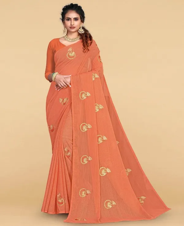 Orange_Polyester_Premium_Saree_For_Women