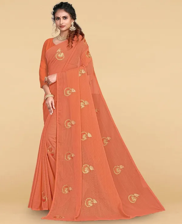 Orange_Polyester_Premium_Saree_For_Women