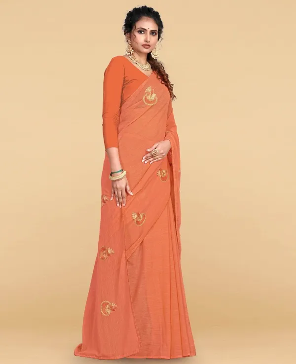 Orange_Polyester_Premium_Saree_For_Women