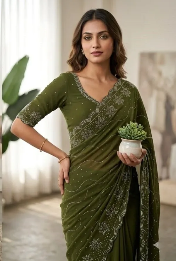 Green_Chiffon_Premium_Saree_For_Women