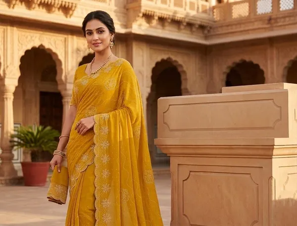 Yellow_Chiffon_Premium_Saree_For_Women