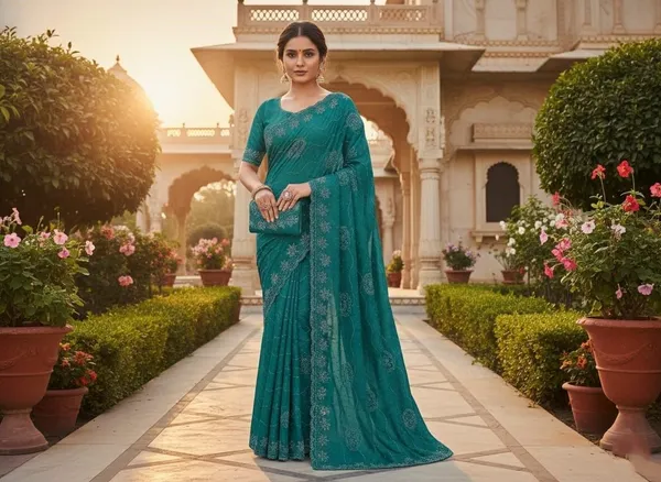 Green_Chiffon_Premium_Saree_For_Women