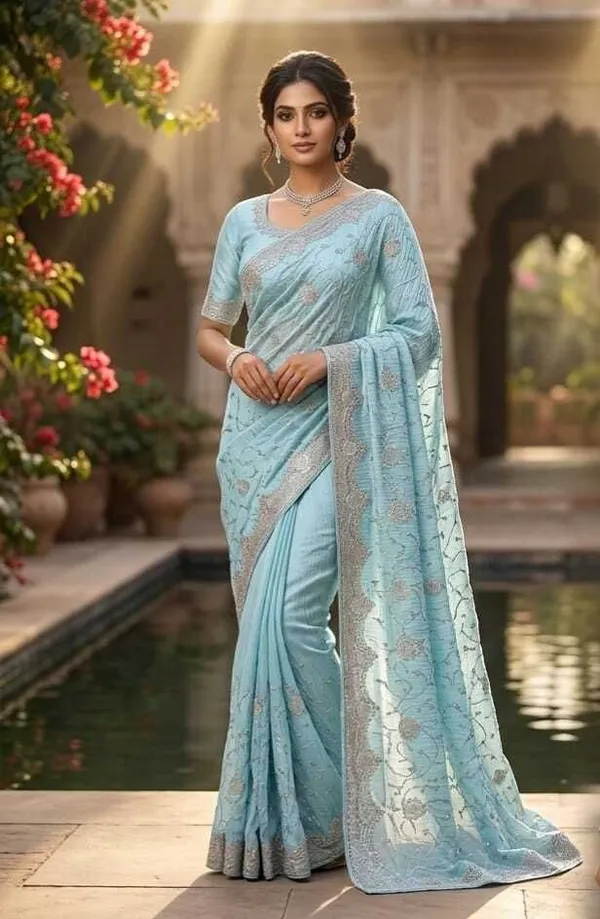 Blue_Georgette_Premium_Saree_For_Women