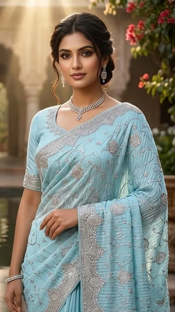 Blue_Georgette_Premium_Saree_For_Women