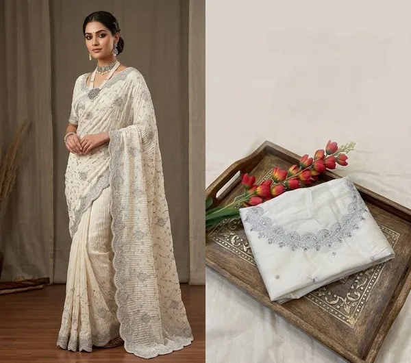 Cream_Gorgette_Premium_Saree_For_Women