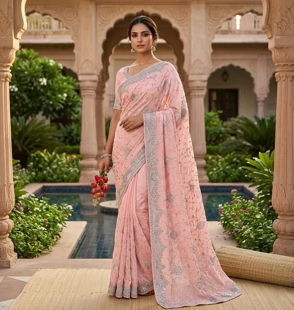 Orange_Georgette_Premium_Saree_For_Women