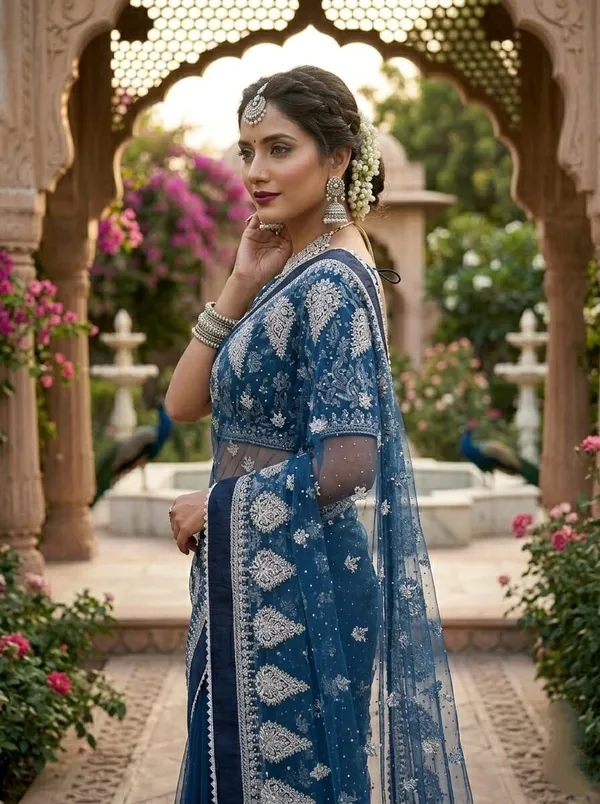 Blue_Georgette_Premium_Saree_For_Women
