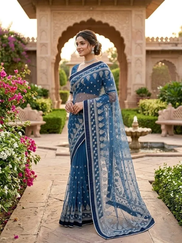 Blue_Georgette_Premium_Saree_For_Women