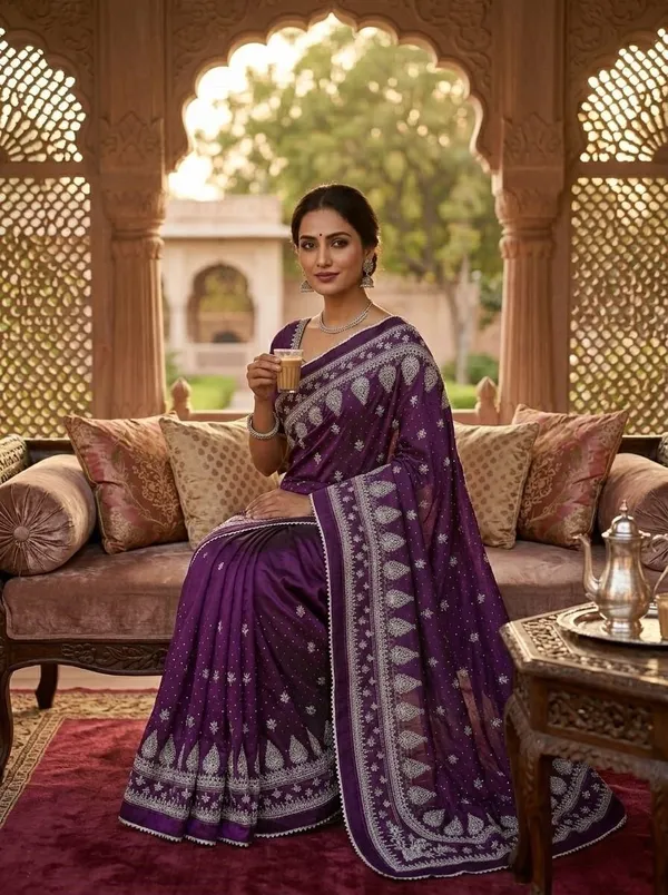 Purple_Georgette_Premium_Saree_For_Women