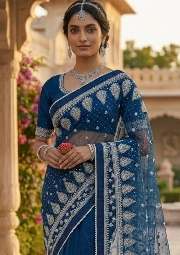 Blue_Georgette_Premium_Saree_For_Women