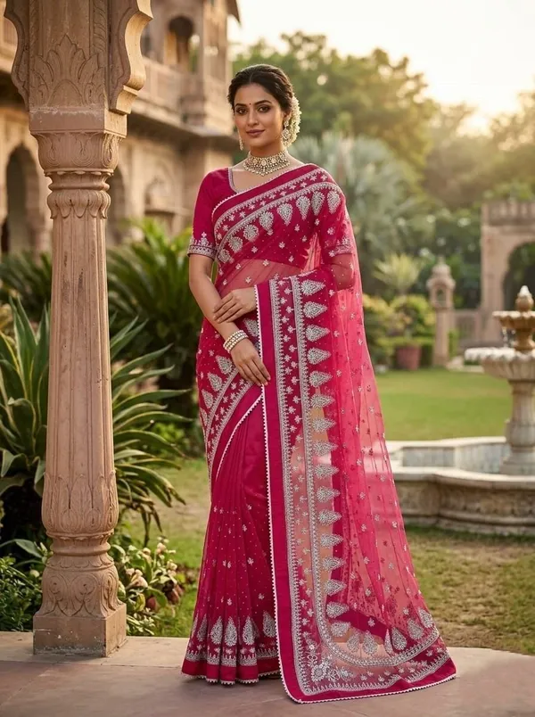 Pink_Georgette_Premium_Saree_For_Women