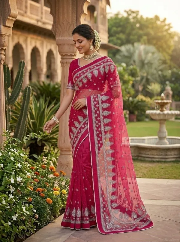 Pink_Georgette_Premium_Saree_For_Women