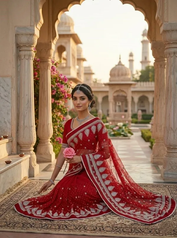 Red_Georgette_Premium_Saree_For_Women