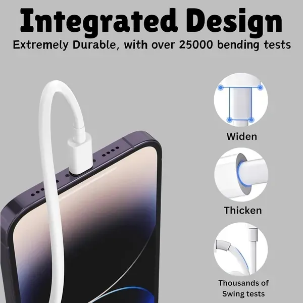 White_20w_Usb_C_To_Lightning_Cable_1m_For_Iphone_Pack_Of_2