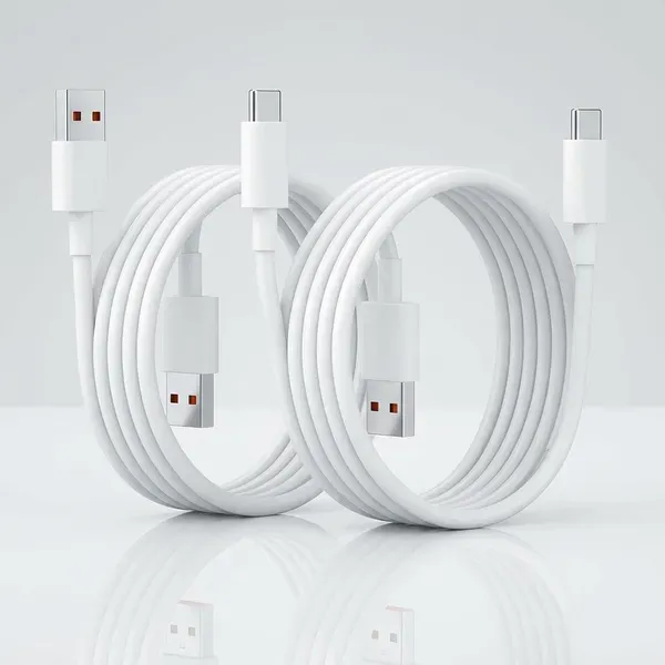 White_120w_Hypercharge_Usb_To_Type_C_6a_Fast_Charging_Cable_Pack_Of_2