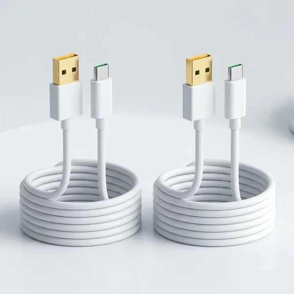 White_80w_Usb_To_Type_C_Supervooc_Fast_Charging_Cable_1m_Pack_Of_2