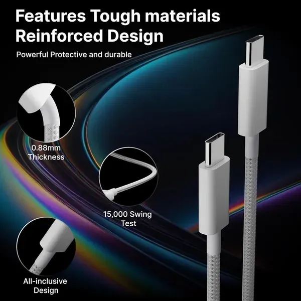 White_80w_Usb_Type_C_To_Type_C_Charging_Cable_1m