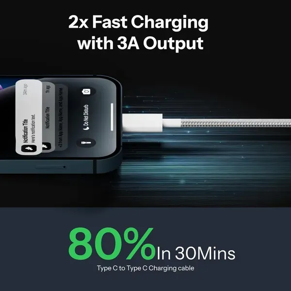 White_80w_Usb_Type_C_To_Type_C_Charging_Cable_1m