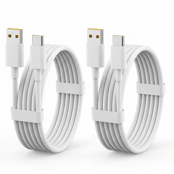 White_80w_Usb_To_Type_C_Fast_Charging_Cable_1m_Pack_Of_2