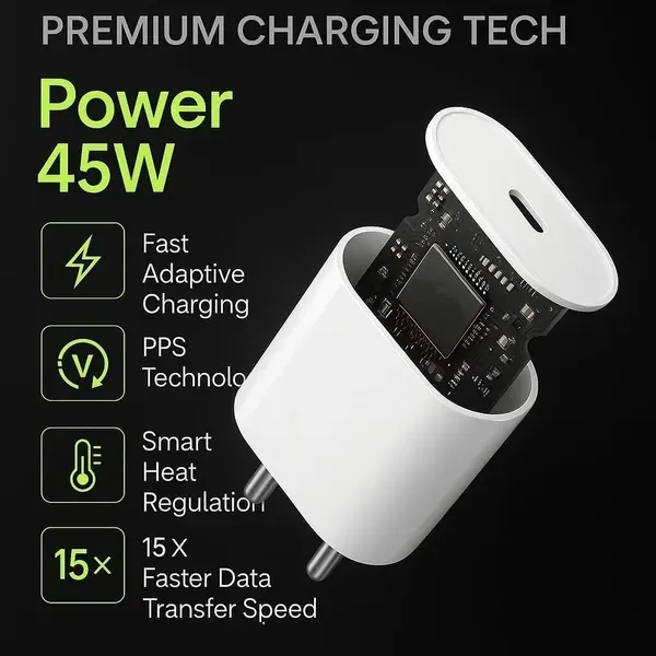 45w_Single_Port_Fast_Charging_Mobile_Charger_White