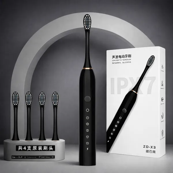 RENICS_X-3_Sonic_Electric_Toothbrush_with_4_Replacement_Heads_|_USB_Rechargeable,_6_Cleaning_Modes,_IPX7_Waterproof_&_Long_Battery_Life
