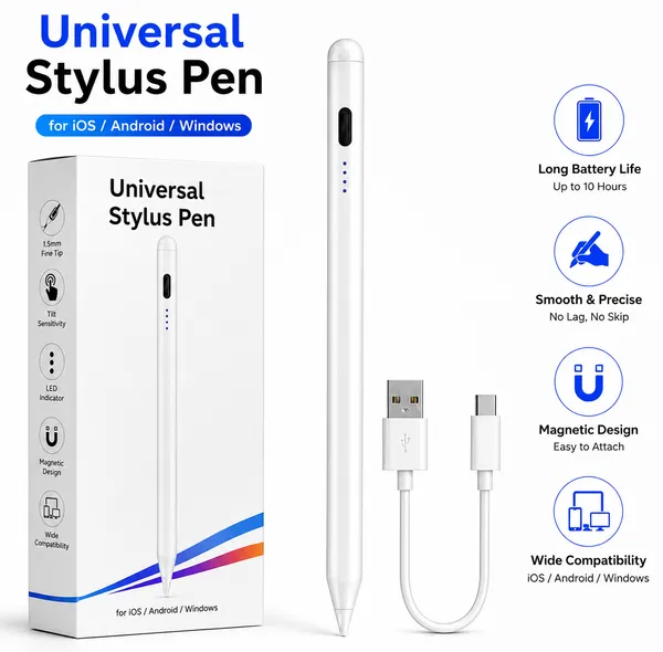 RENICS_Universal_Stylus_Pen_2260_Rechargeable_Capacitive_Touch_Pen_with_Type-C_Charging_for_iPad,_Android,_iPhone,_Tablets_&_Windows_Devices