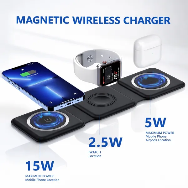 RENICS_3-in-1_Magnetic_Wireless_Charger_15W_Fast_Charging_Station_for_iPhone,_Apple_Watch_&_AirPods_–_Foldable_Wireless_Charging_Pad