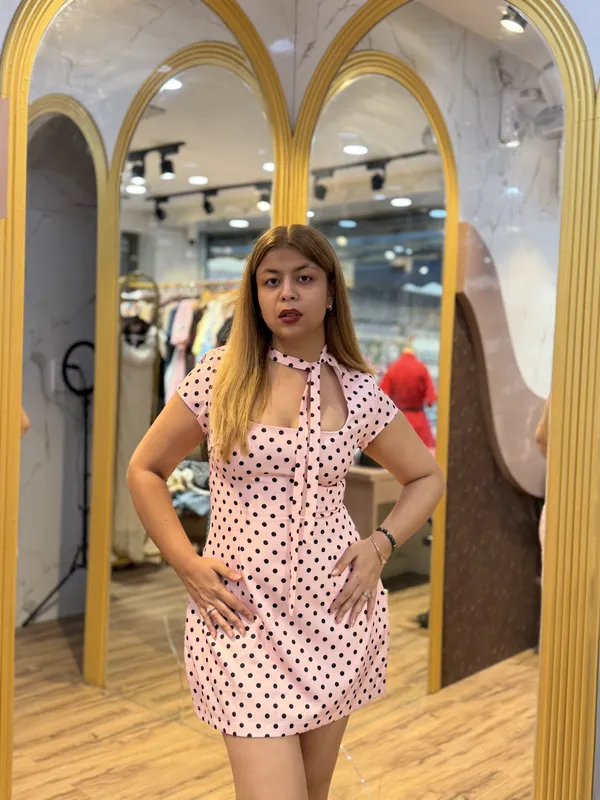 ZYRA_-_Banana_Crepe_Polka_Short_Dress