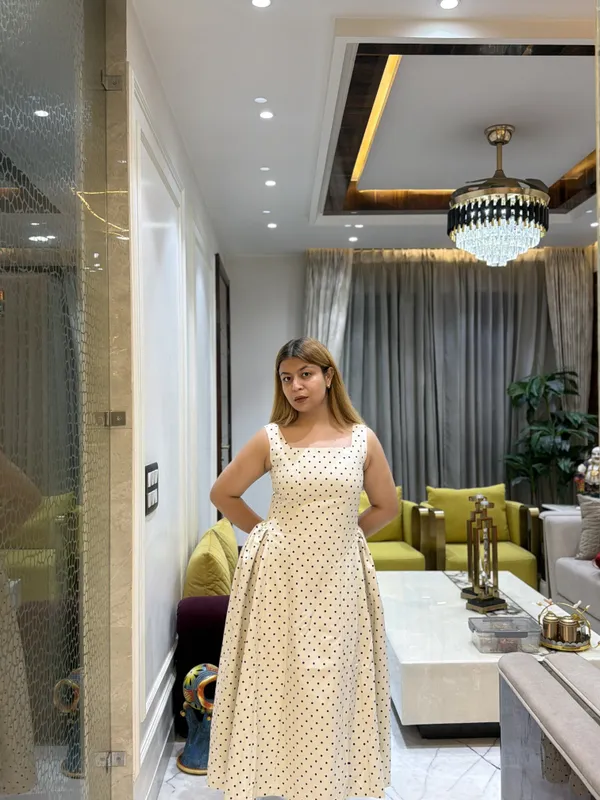 OLIVE_-_Polka_Dots_Banana_Crepe_Side_Gathered_Dress